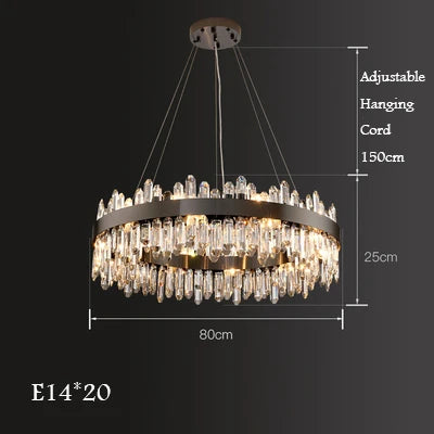 Afralia™ Modern Gold/Black Crystal Chandelier, Adjustable Dining Room Ceiling Fixture