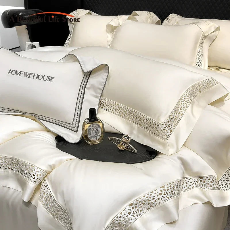 Afralia™ Eucalyptus Lyocell 1000TC Luxury Bedding Set with Wide Edge, Soft Silky & Breathable