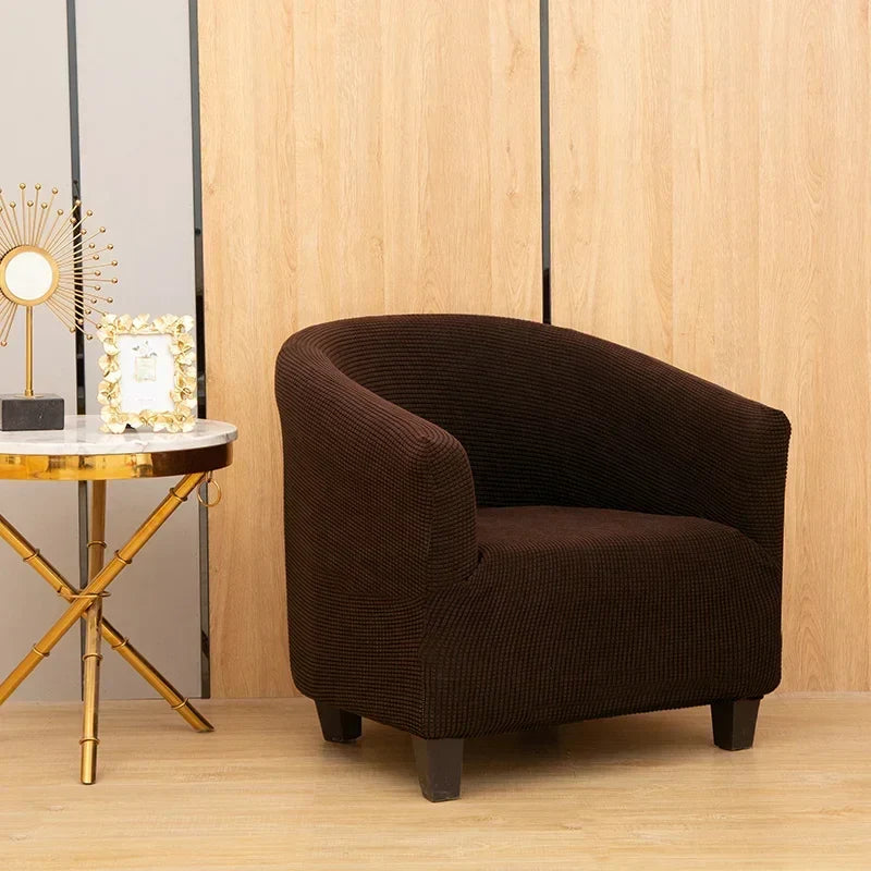 Afralia™ Plain Fleece Stretch Round Sofa Cover Slipcover