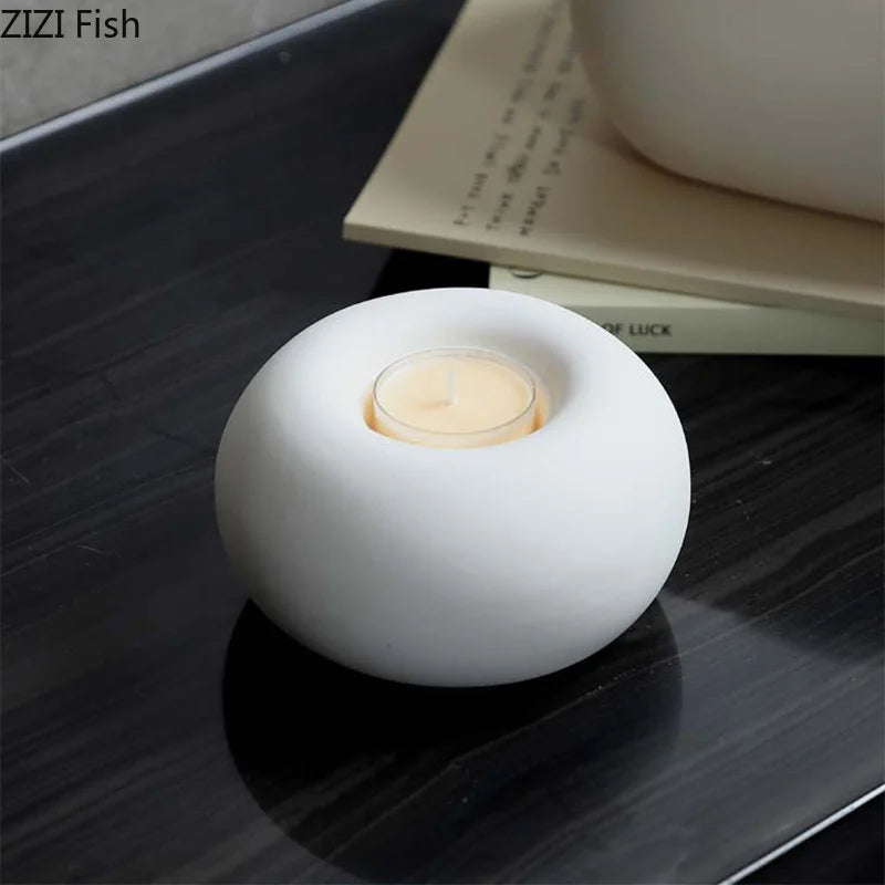 Afralia™ Round White Ceramic Candle Holder Home Decor Aroma Diffuser Wax Melt Burner