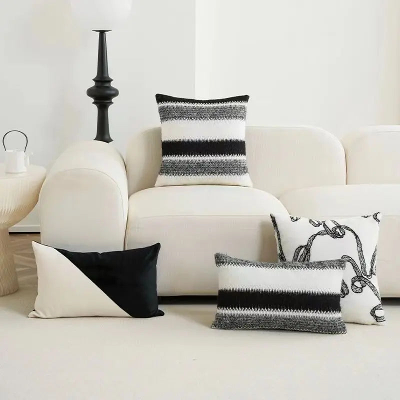 Afralia™ Nordic Wool Knit Cushion Cover Black White Luxury Pillowcase Home Decor