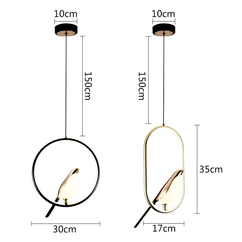 Afralia™ Nordic Magpie Bird Pendant Lights for Bedroom Dining Room Kitchen Decor