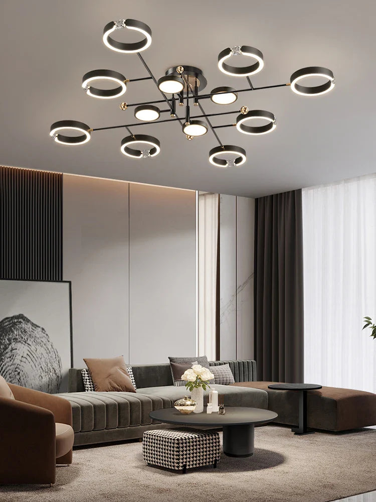 Luxury Gold Aluminum Chandelier with Remote Control for Living Room Bedroom Decor - Afralia™
