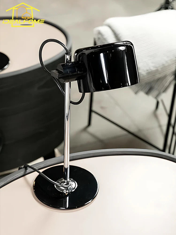 Afralia™ Mini Coupe LED Desk Lamp Iron Art Adjustable Lifting Black/White/Red/Yellow