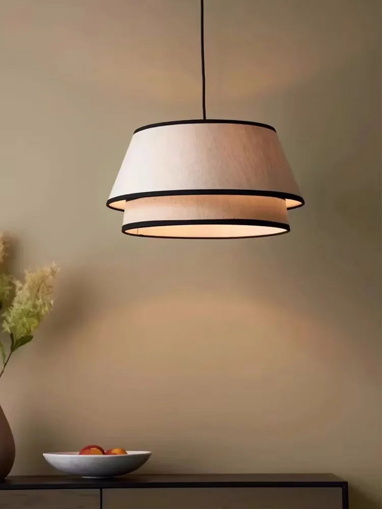 Afralia™ Tiered Drum Fabric Chandelier: Japanese Wabi Sabi Ceiling Light for Home Decor