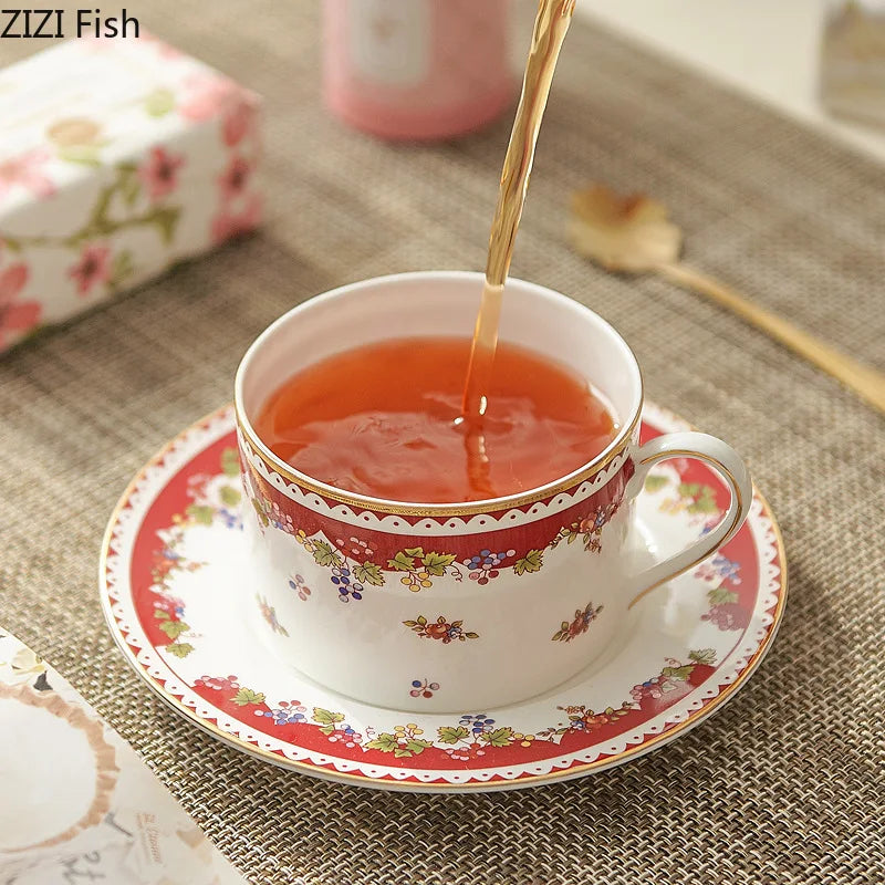 Afralia™ Fairy Tale Flower Ceramic Cup & Saucer Set for Dining Table Tea & Coffee