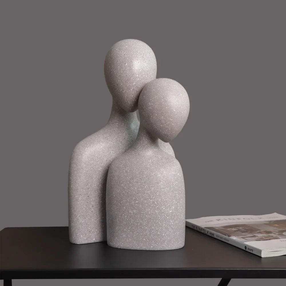 Nordic Abstract Couple Sculptures Afralia™ Home Decor Large White Figurines