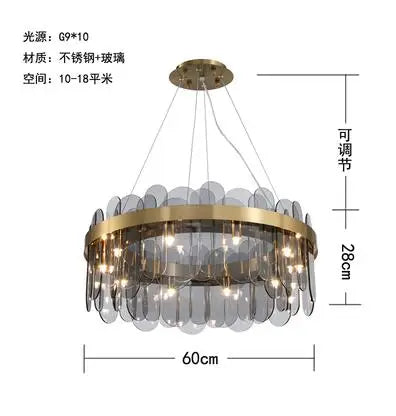 Afralia™ Smoke Grey Glass Pendant Chandelier for Modern Nordic Living Room