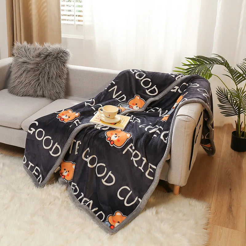 Afralia™ Cartoon Flannel Blanket: Soft & Skin-Friendly for Summer & Autumn Beds.