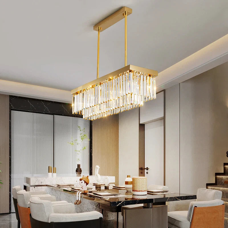 Afralia™ Crystal Chandelier: Nordic Minimalist Rectangular Restaurant Lighting