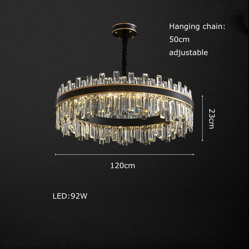 Afralia™ Crystal Chandelier Round Light Fixture for Luxury Living Room Décor