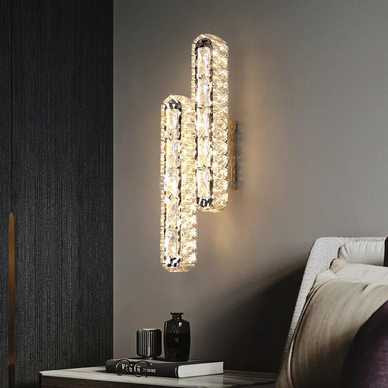 Clear Crystal Wall Lights Sconce by Afralia™ - Modern Design, Chrome Stainless Steel - Ideal for Home & Hospitality