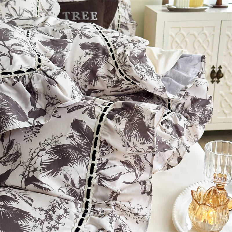 Afralia™ Luxury Lace Ruffles Princess Bedding Set - Queen/King Size