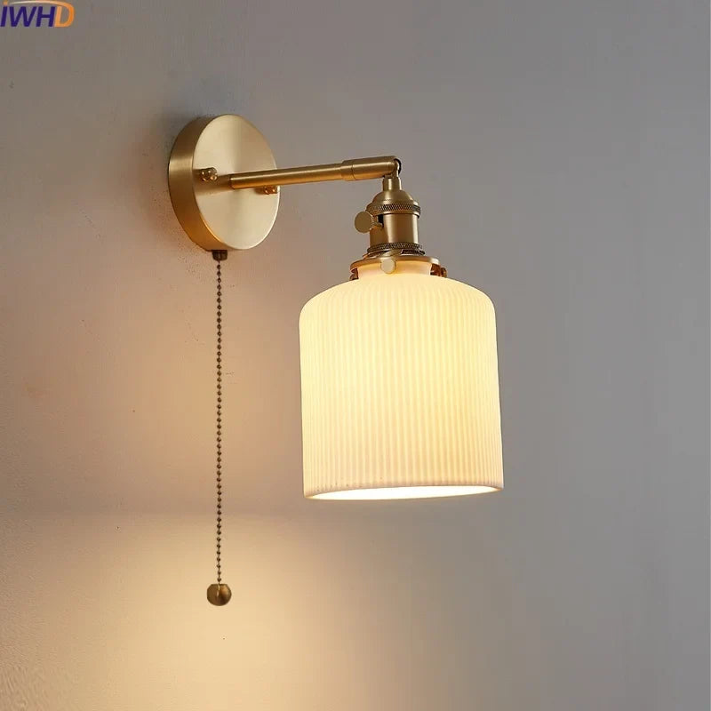 Afralia™ Nordic LED Wall Sconce Pull Chain Switch | Modern Bedroom Living Room Stair Light Fixtures