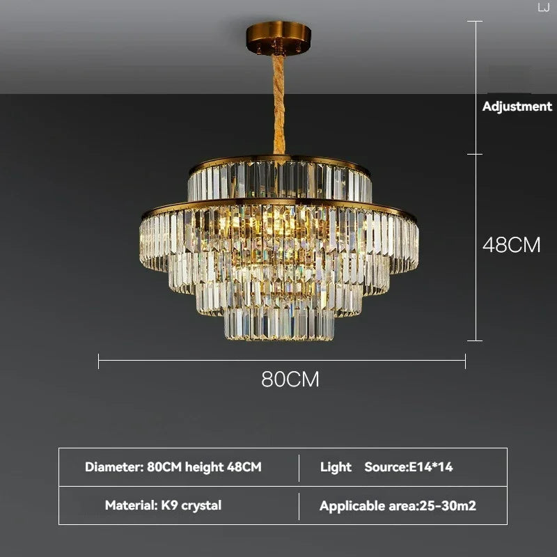 Afralia™ Round Crystal Chandelier for Living Room, Bedroom, Kitchen Island & Villa Décor
