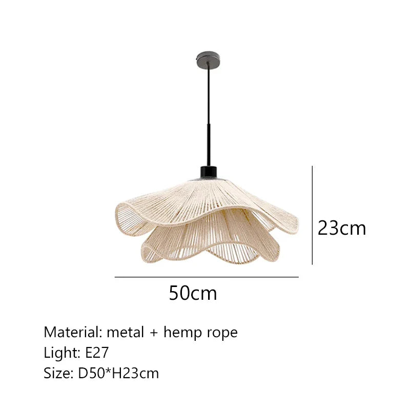 Afralia™ Hemp Rope Ceiling Chandelier, Nordic Minimalist LED Pendant Lights for Dining Room
