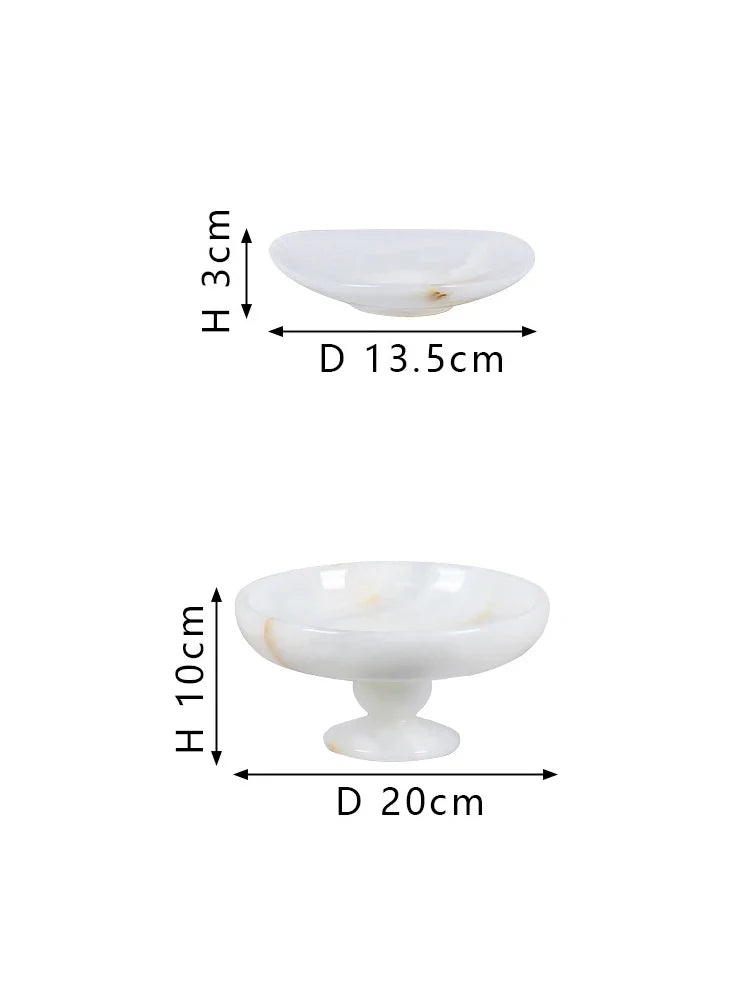 Afralia™ White Onyx Marble Serving Tray and Fruit Bowl for Kitchen or Dining Table