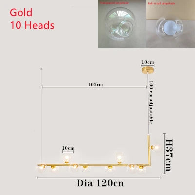 Afralia™ Dual Glass Lamp Ceiling Chandelier LED Suspension Light for Dining and Kitchen