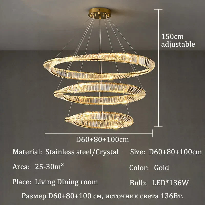 Afralia™ Crystal Pendant Lights: Modern Luxury LED Chandelier for Home Dining Room Decor