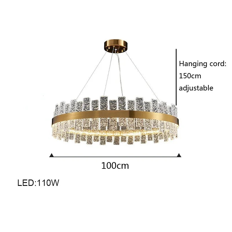 Afralia™ Glass Ceiling Chandelier: Modern LED Ice Block Round Pendant Light for Home Decor