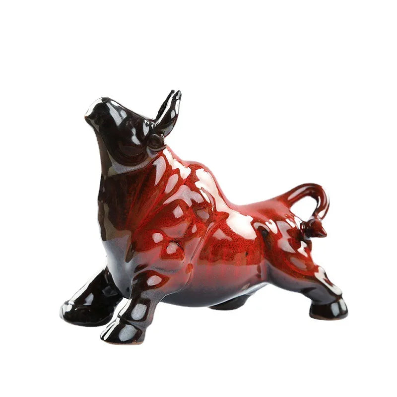 Afralia™ Ceramic Cow Bull Figurine Statue Home Decoration