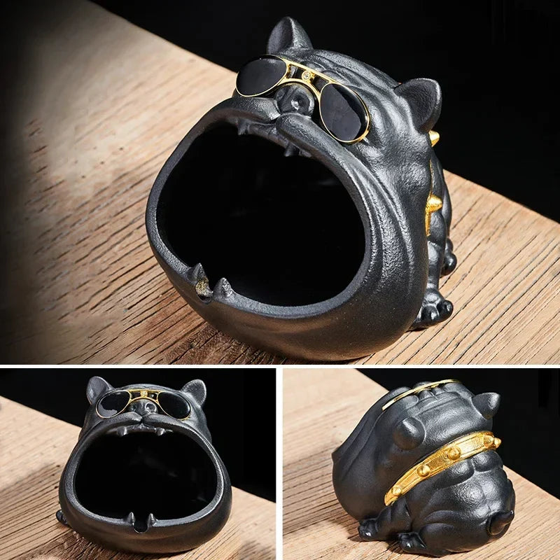 Afralia™ Bulldog Ceramic Ashtray | Desktop Smoking Accessory | Portable Weed Ash Tray