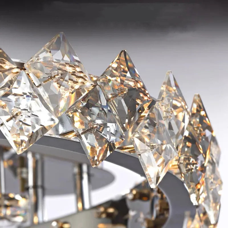 Afralia™ Crystal Ceiling Light: Modern Luxury Stainless Steel Dimmable Fixture for Living & Dining Room