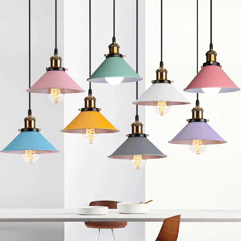 Afralia™ Colorful Industrial Loft Pendant Light for Kitchen Living Room Bar