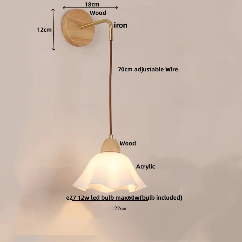 Afralia™ Nordic LED Wall Lamp Sconce Wood Base Modern Bathroom Vanity Light