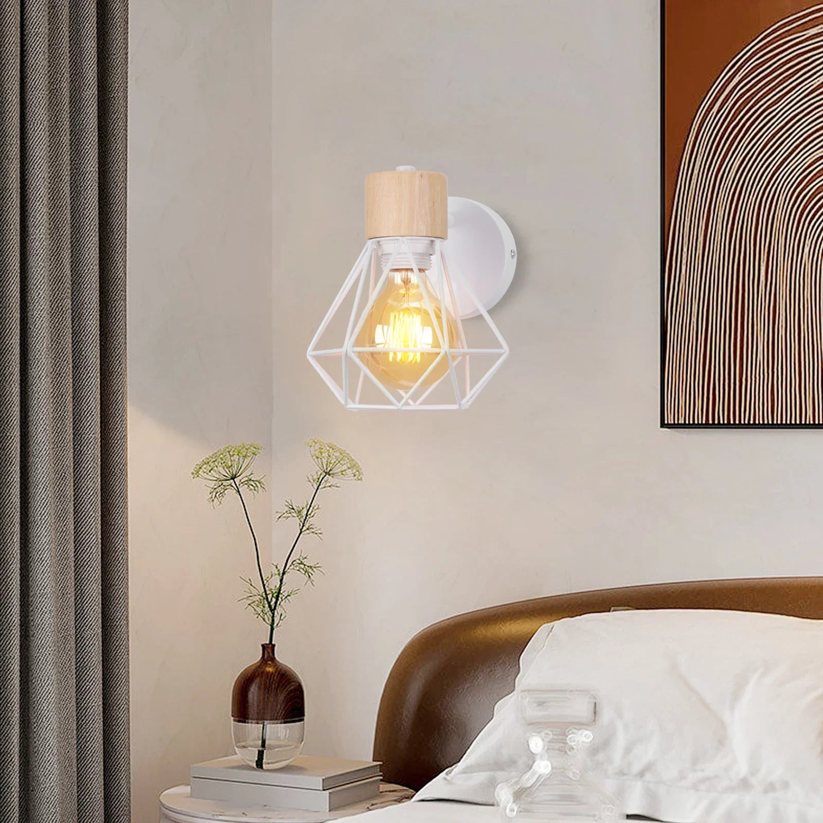 Afralia™ Industrial LED Wood Wall Sconce E27 Retro Bedside Lamp Vintage Indoor Lighting