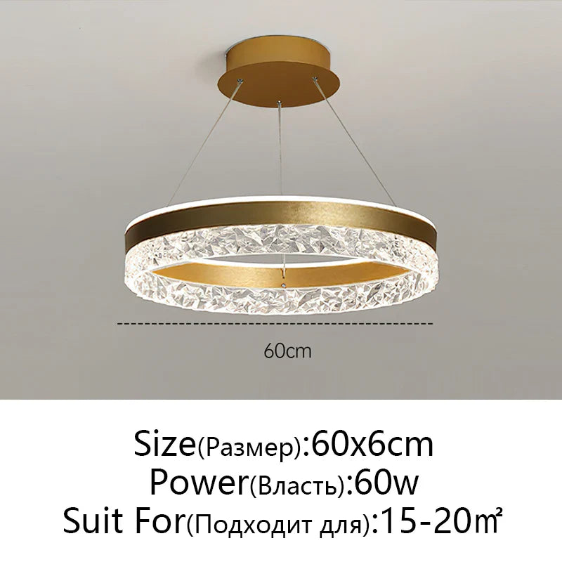 Afralia™ Crystal Rings LED Chandelier Black&White Frame