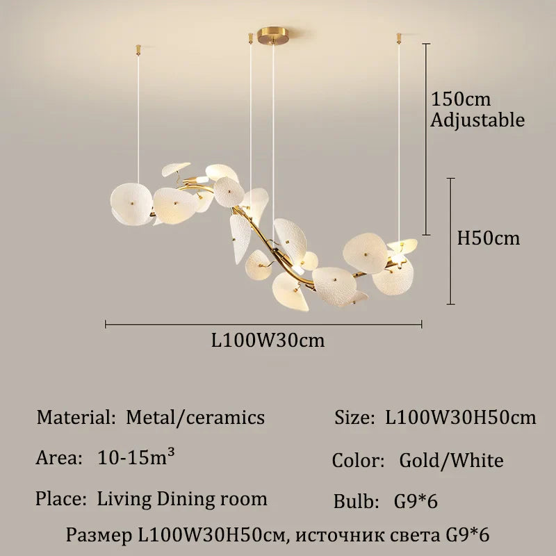 Afralia™ Luxury Ceramics Pendant Ceiling Chandelier LED Dining Table Light
