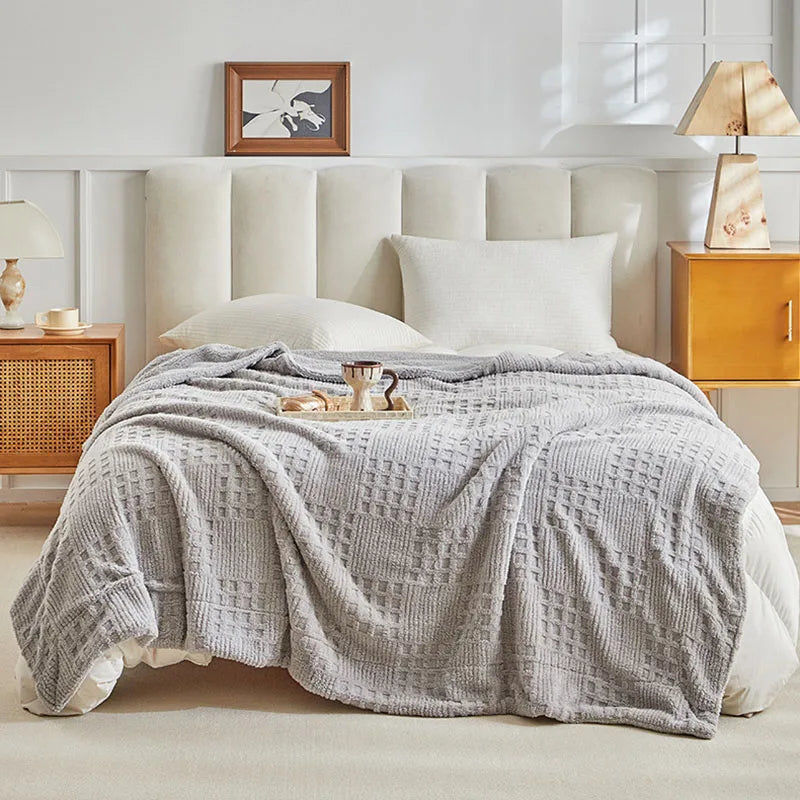 Afralia™ Double-Layer Coral Fleece Blanket: High-Quality, Solid Color, Cozy Lamb Wool for Bed, Sofa