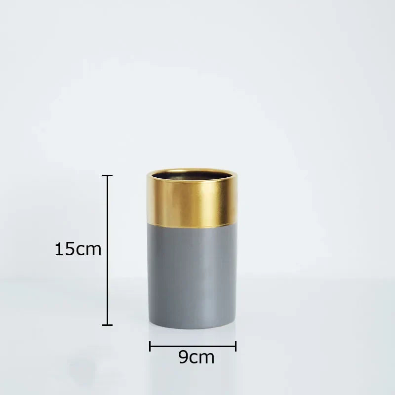 Afralia™ Marble Texture Ceramic Vase | Modern Floral Room Decor Vase