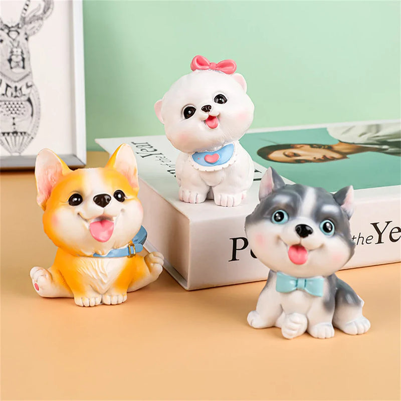 Afralia™ Dog Figurine Miniatures Set - Husky Corgi Bulldog Puppy Statue Decor