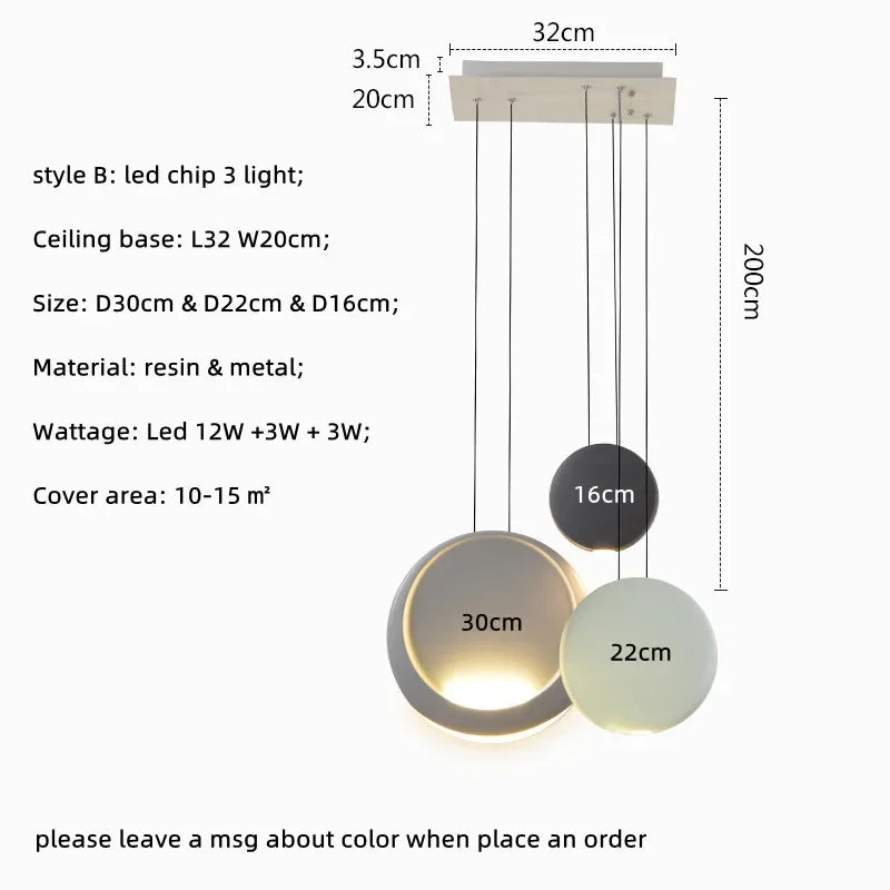 Afralia™ Nordic Bar Modern LED Pendant Light Resin Lustre Dining Room Hanging Lamp