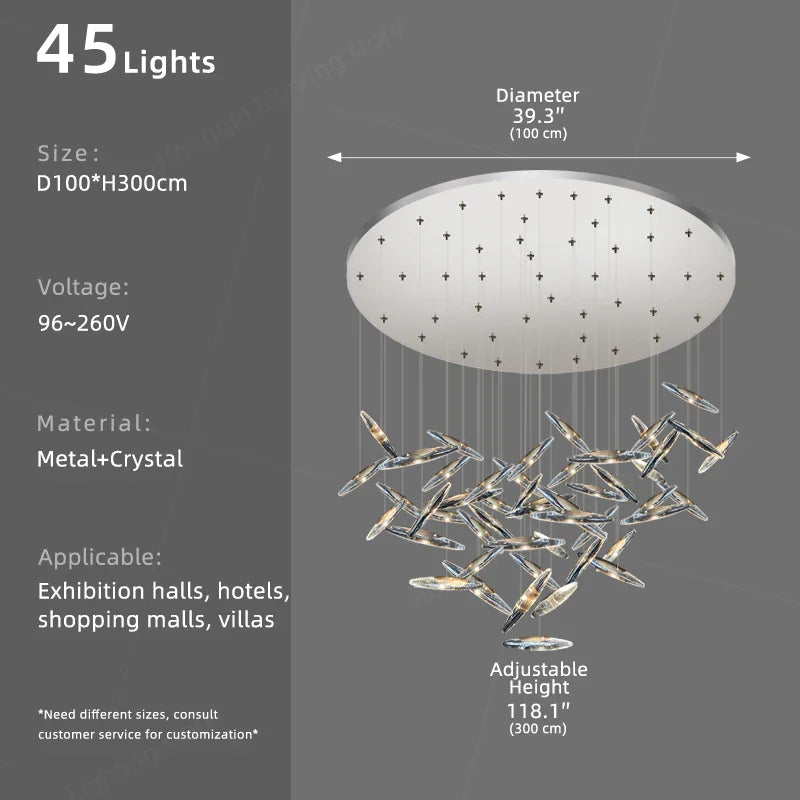 Afralia™ Modern Crystal Chandelier Pendant Light for Villa Hall, Living Room, Kitchen Island