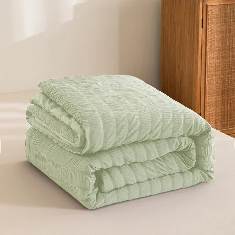 Afralia™ King Size Seersucker Quilt: Soft, Breathable, All-Season Comforter