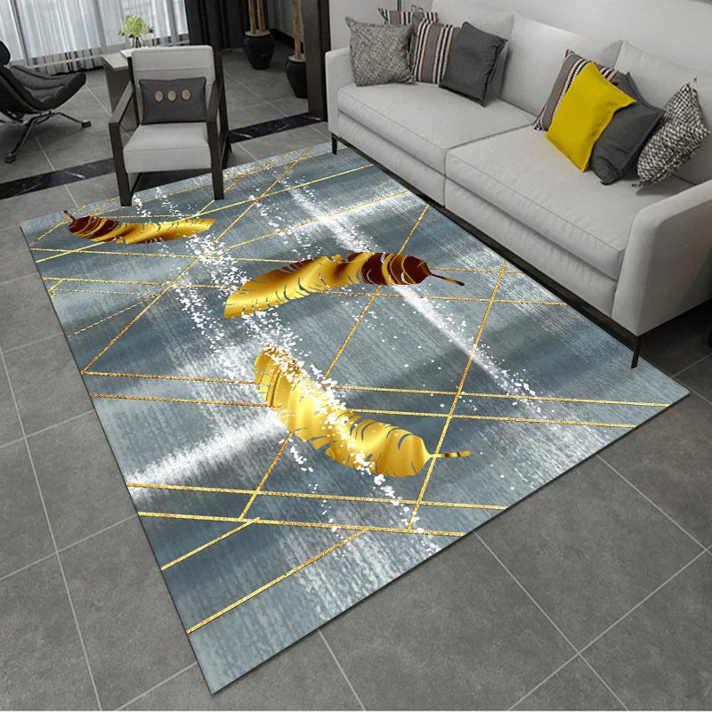 Feather Print Velvety Home Carpets by Afralia™: Quality Rugs for Living Room and Bedroom
