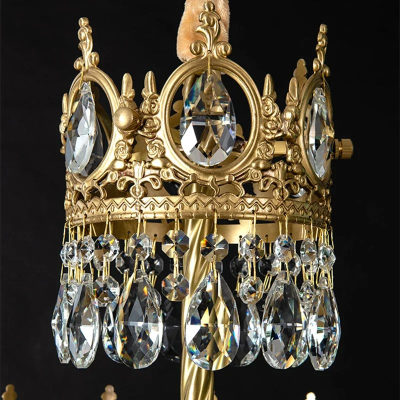 Afralia™ Crystal Crown Chandelier LED Pendant Light for Living Bedroom - Modern Luxury Vintage French Lighting
