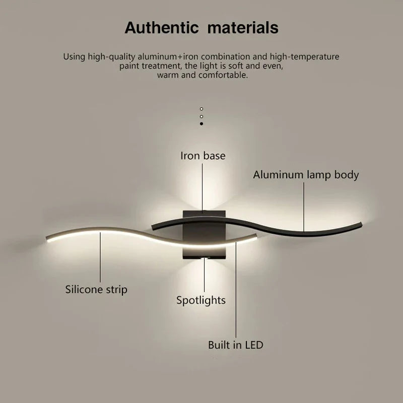 Afralia™ Nordic LED Wall Lamps Black Gold White for Bedroom Living Room Corridor