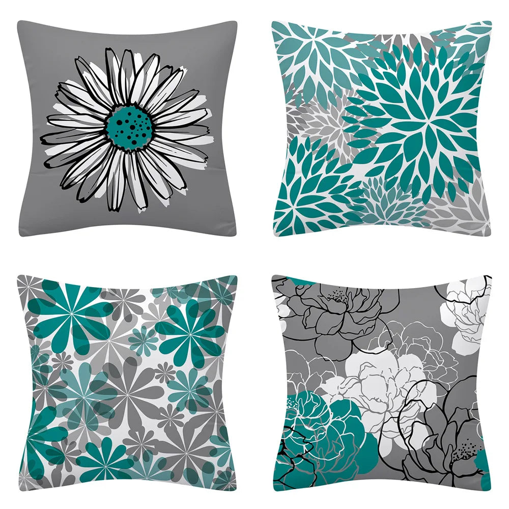 Afralia™ Modern Daisy Grey Pillow Covers for Couch, Living Room, Bed - Set of 2