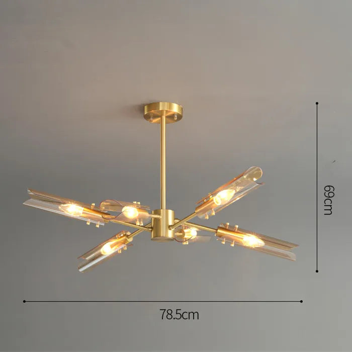 Afralia™ Lustre Metal LED Glass Chandelier Pendant Hanging Light