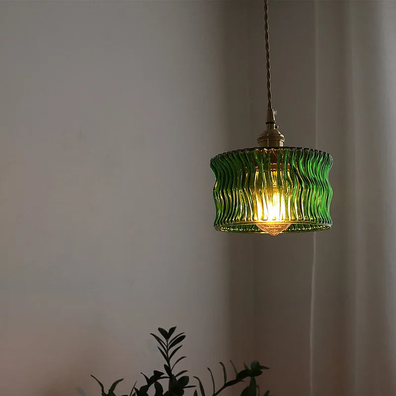 Afralia™ Green Glass LED Pendant Light - Nordic Modern Hanging Lamp