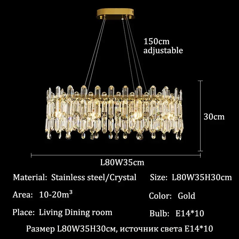 Afralia™ Luxury Crystal Chandeliers for Home Dining Room Living Room Villa Ceiling Lights