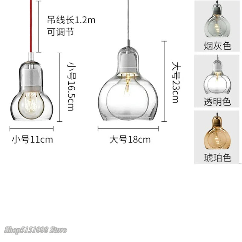 Afralia™ Gourd Glass Pendant Lamps Clear Amber Modern Dining Room Hanging Lights