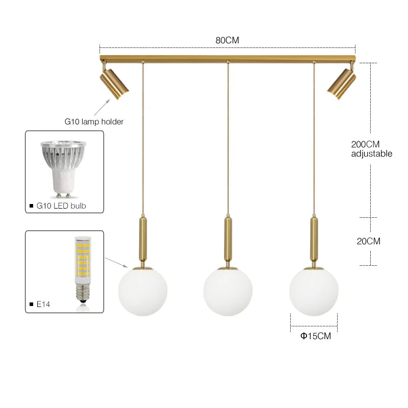 Afralia™ Nordic Glass Ball Chandelier for Dining Room Home Decor Pendant Light