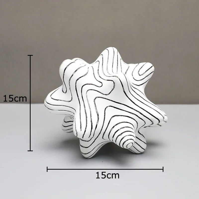 Afralia™ White Ripple Spike Ball Ornaments - Golden Plate Desk Decoration Sculpture