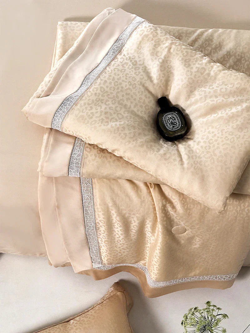 Afralia™ Leopard Jacquard Summer Quilt Bedding Set with Bed Sheet & Pillowcase