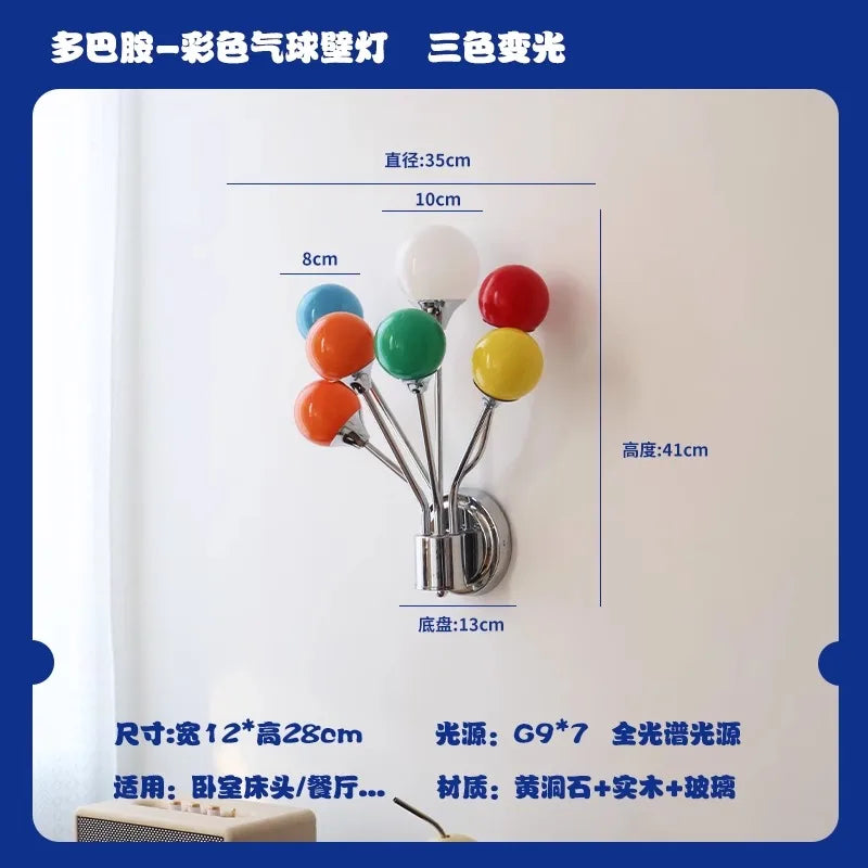 Afralia™ Rainbow Balloon Wall Lamp for Bauhaus Style Bedroom Decor
